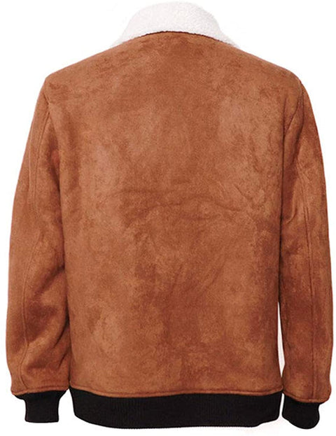 Men's Casual Sherpa Fleece Lined Jacket Fashion Turn Down Collar Zip Up Jackets