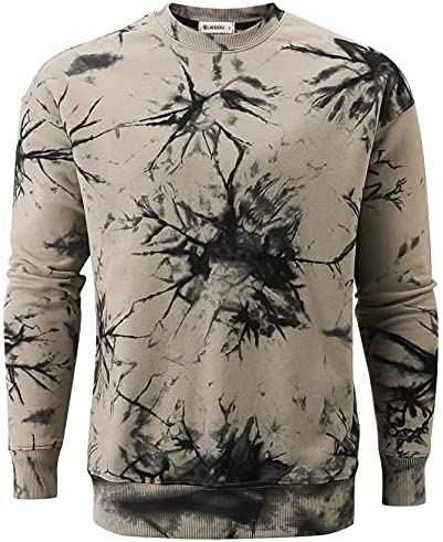 KLIEGOU Men's Fashion Crew Neck Tie Dye Sweatshirt