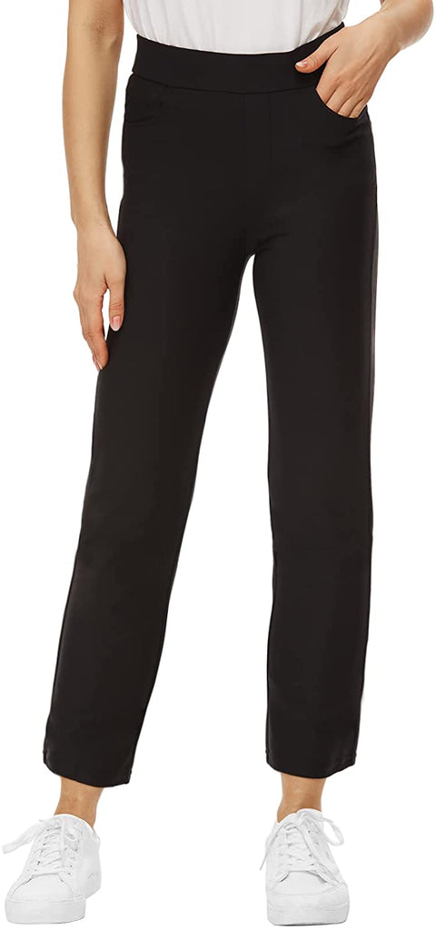 Ginasy Black Dress Pants for Women Business Casual High Waisted Stretch Yoga Work Pants Elastic Office Trousers with Pockets
