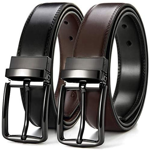 Reversible Belts for Men, CHAOREN Leather Dress Belt 1 3/8" Black & Brown Adjustable Trim to Fit