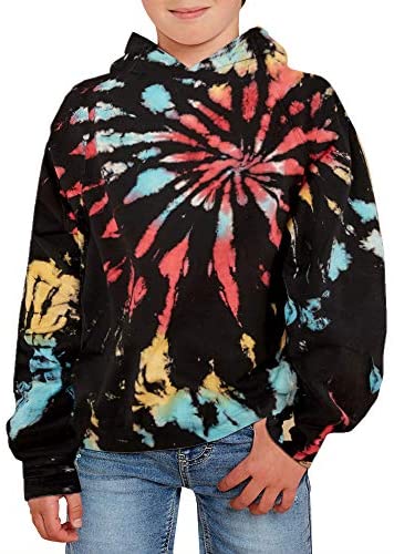 GAMISOTE Unisex Kids Tie Dye Sweatshirt Boys Girls Hooded Kangaroo Pocket Pullover Hoodies