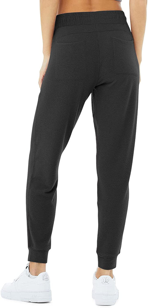 Fleece Joggers for Women Drawstring Yoga Pants with Pockets for Women Stretchy Sweatpants Workout Lounge Pants Black 2X-Large