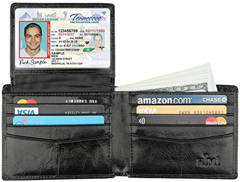 Wallet for Men-Genuine Leather RFID Blocking Bifold Stylish Wallet With 2 ID Window