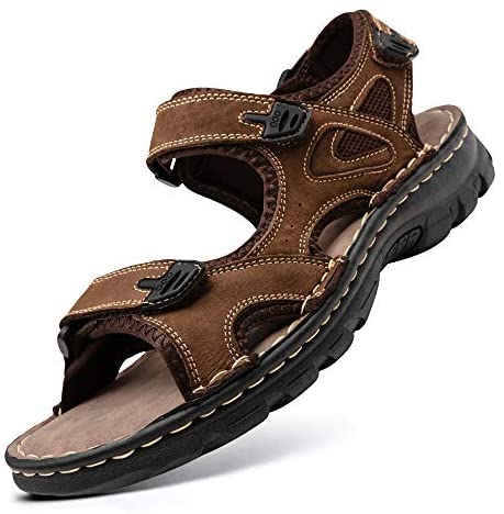 Men's Sandals Summer Casual Genuine Leather Beach Sandals for Men Outdoor and Indoor Comfort Open Toe Fisherman Sandals