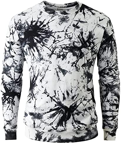 KLIEGOU Men's Fashion Crew Neck Tie Dye Sweatshirt
