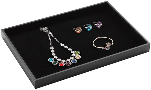 Ginasy Black Velvet Stackable Jewelry Tray Showcase Display(Jewelry Showcase 2PCS)