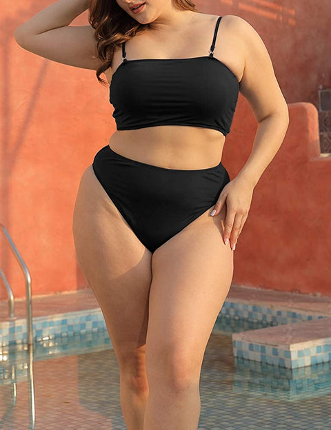 Two Piece Women Plus Size Swimsuit Spaghetti Straps Modest Bikini Swimsuits