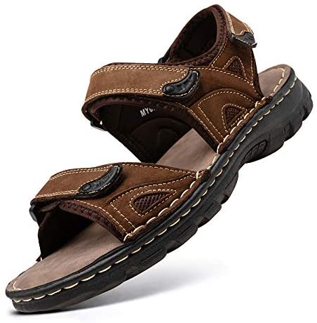 Men's Sandals Summer Casual Genuine Leather Beach Sandals for Men Outdoor and Indoor Comfort Open Toe Fisherman Sandals