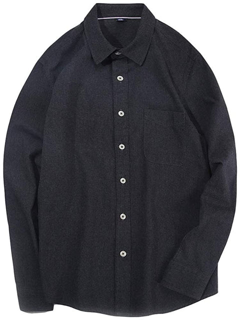 Men's Solid Button Down Long Sleeve Shirts