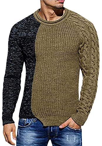 Mens Pullover Sweater Slim Fit Winter Casual Chunky Ribbed Knit Twisted Long Sleeve Sweaters