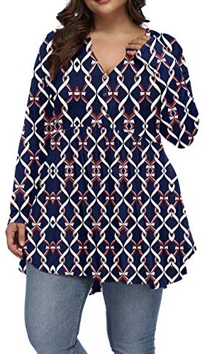 Women Plus Size Tunic Tops Christmas Shirt Floral Print Casual Flowy Tunics for Leggings