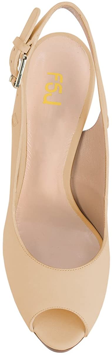 FSJ Women Sexy Peep Toe Stilettos Pumps Platform High Heels Slingback Sandals Strappy Dress Party Shoes with Buckle Size 4-15 US