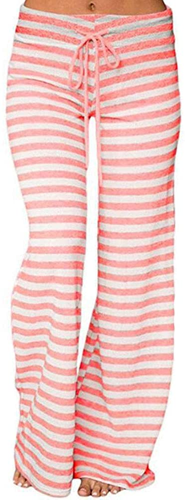 Women's Casual Stripe Print Drawstring Pants