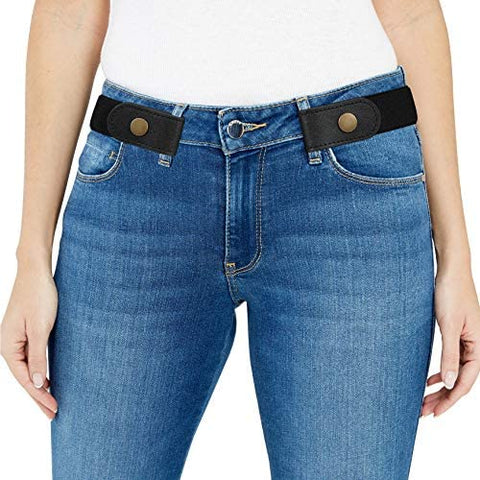 Women/Men Buckle-Free Elastic Belt for Jeans, Ladies Invisible Belt Fits Waist 24-48 inches