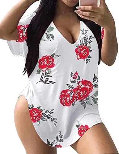 Plus Size Tops for Women Tie Dye Print Casual Scoop Collar T Shirts with Pockets