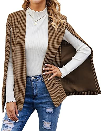 GAMISOTE Womens Cape Blazer Split Sleeve Open Front Casual Jacket Coat Workwear