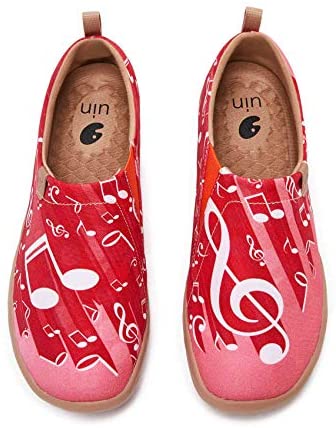 UIN Women's Slip On Loafers Canvas Lightweight Flats Sneakers Love & Humans Walking Casual Art Painted Travel Shoes Amour