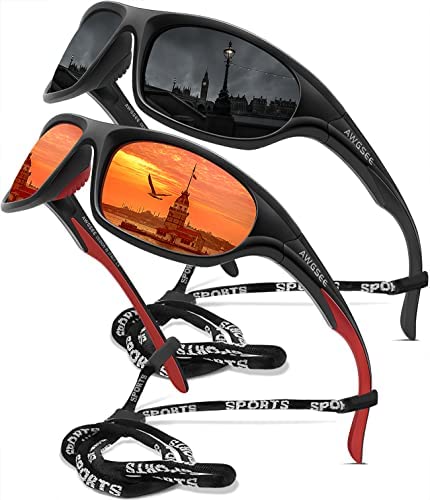 AWGSEE Polarized Sports Sunglasses For Men Cycling Driving Fishing Sun Glasses TR90 Unbreakable Frame 100% UV Protection