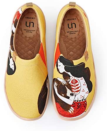 UIN Women's Slip On Loafers Canvas Lightweight Flats Sneakers Love & Humans Walking Casual Art Painted Travel Shoes Amour