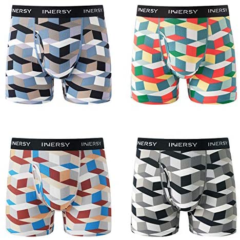 INNERSY Men's Mesh Boxer Briefs Cooling Breathable Sports Underwear W/Fly 4-Pack