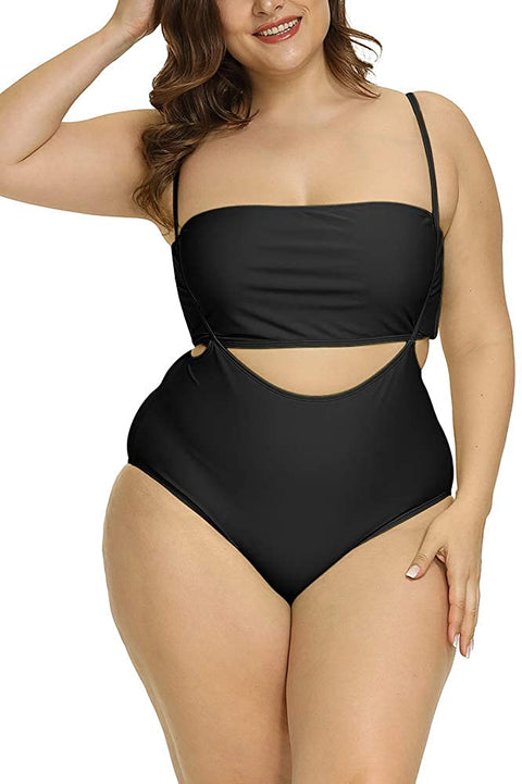 Women Plus Size Swimsuits Two Piece Tube Top High Waist Bathing Suit