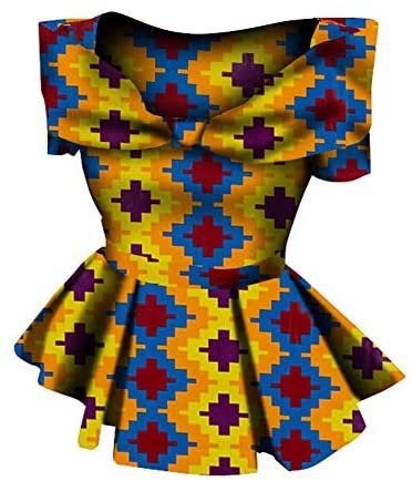Off Shoulder Women's Dashiki African Print Tops Shirt Ruffles Sexy Party Clothes