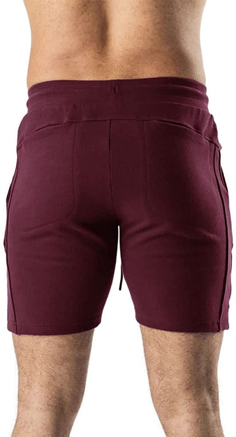 Men's Casual Elastic Waist Drawstring Shorts Gym Workout Training Running Jogging Pants with Pockets