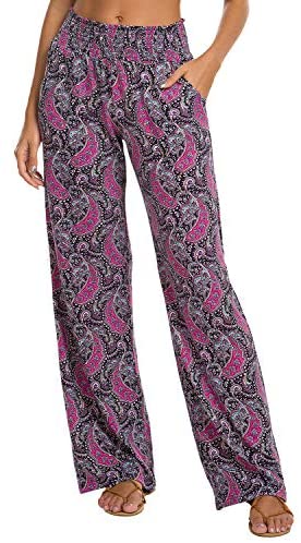 Urban CoCo Women's Boho Palazzo Pants Wide Leg Lounge Pants