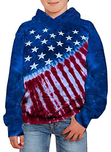 GAMISOTE Unisex Kids Tie Dye Sweatshirt Boys Girls Hooded Kangaroo Pocket Pullover Hoodies