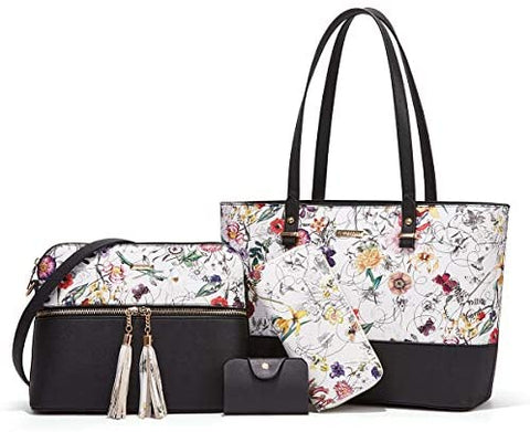 Women Fashion Handbags Wallet Tote Bag Shoulder Bag Top Handle Satchel Purse Set 4pcs