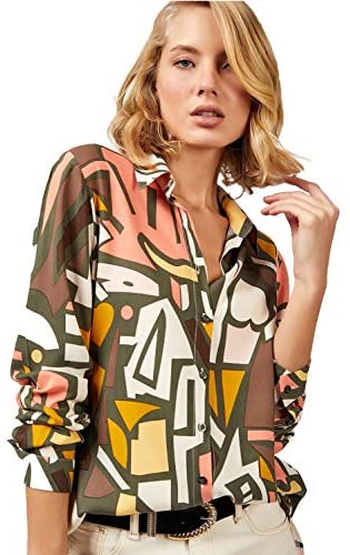 Blouses for Women Fashion, Casual Long Sleeve Button Down Shirts Tops, XS-3XL
