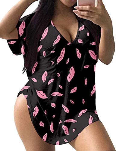 Plus Size Tops for Women Tie Dye Print Casual Scoop Collar T Shirts with Pockets
