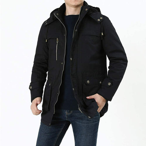 Men's Full Zip Up Inner Fleece Lined Winter Parka Jacket