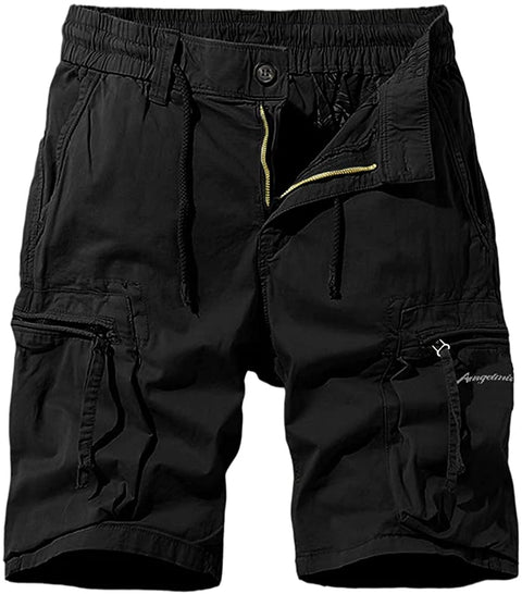 Men's Drawstring Hiking Cargo Shorts Quick Dry Multi Pockets Knee Length Bottoms Hunting Fishing