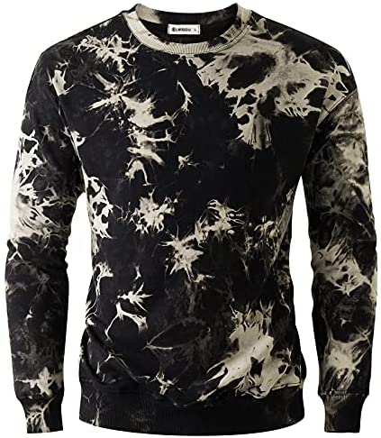 KLIEGOU Men's Fashion Crew Neck Tie Dye Sweatshirt