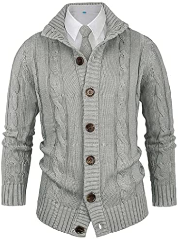 Mensn Knitted Stand Collar Cardigan Sweater