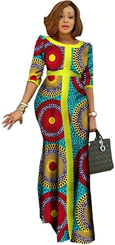 African Womens Clothes O-Neck Dashiki Ladies Dresses Half Sleeves North Africa Print Outfits