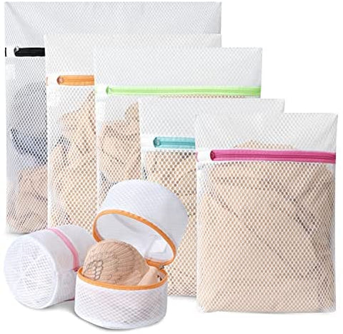 BAGAIL Set of 3 Honeycomb Mesh Laundry Bags for Blouse,Hosiery,Stocking,Underwear, Lingerie with Zipper Lock,Premium Laundry Bags for Travel Storage Organization(3 Set)
