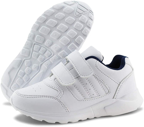 Kids Black/White Hook and Loop School Uniform Sneaker
