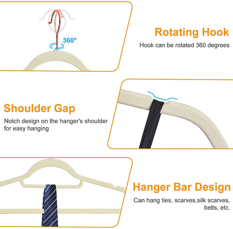 BAGAIL Pack of 60 Velvet Hangers