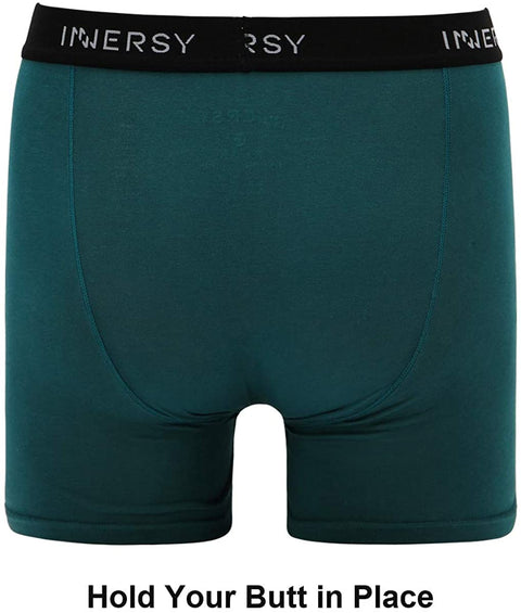 INNERSY Men’s No Side Seam Cotton Boxer Briefs with Open Fly Pouch 4-Pack (XS S M L XL)