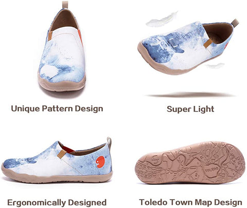 UIN Women's Men's Slip ons Canvas Lightweight Sneakers Walking Casual Flats Art Painted Travel Shoes Unisex Music Chase