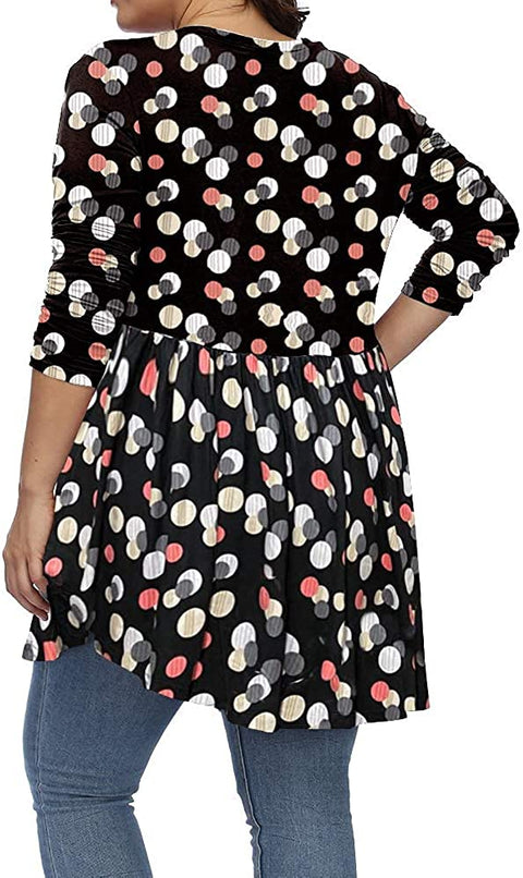 Women Plus Size Tunic Tops Christmas Shirt Floral Print Casual Flowy Tunics for Leggings