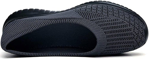 konhill Women's Slip on Flat Walking Shoes 10 US Gray/Black,42