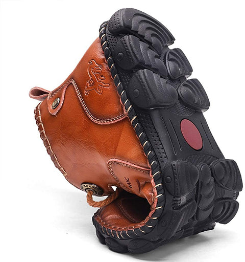 Mens British Boots Ankle Length Leather Motorcycle Boots Zipper or Lace-Up