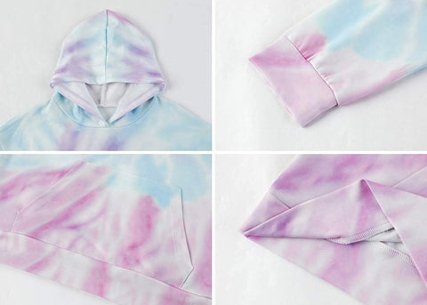 GAMISOTE Unisex Kids Tie Dye Sweatshirt Boys Girls Hooded Kangaroo Pocket Pullover Hoodies