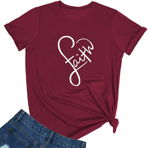 HAPPYBERRY Women Cute Graphic Printed Short Sleeve Round Tee Shirts