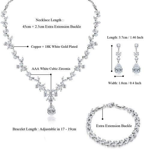 White Gold Plated Jewelry Set with White AAA Cubic Zirconia