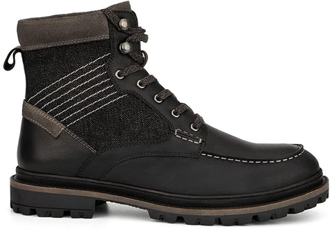 Reserved Footwear New York Vector Men’s Fashion Classic Combat Leather Ankle Mid-Top Motorcycle Boots, Round Toe, Rubber Outsole
