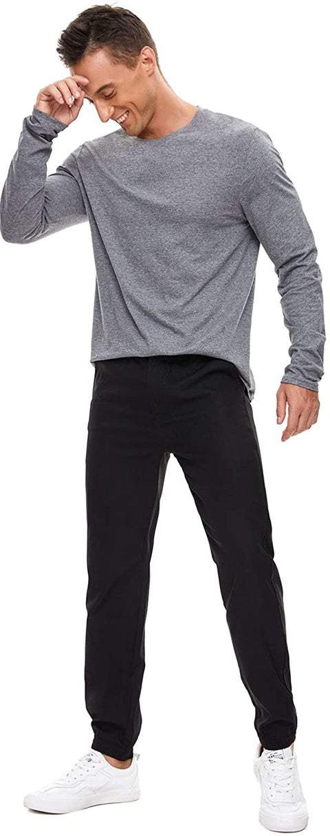 Plaid&Plain Men's Joggers Twill Joggers for Men Slim fit